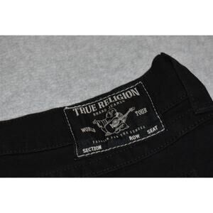 True Religion Jeans Shorts Men Size 38 Ricky Relaxed Straight Denim Black Cotton